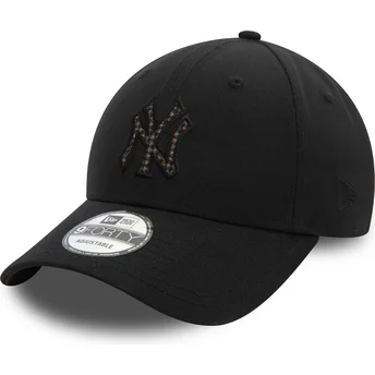 Μαύρο Ρυθμιζόμενο Καπέλο 9FORTY Check Infill των New York Yankees MLB της New Era με καμπυλωτό γείσο