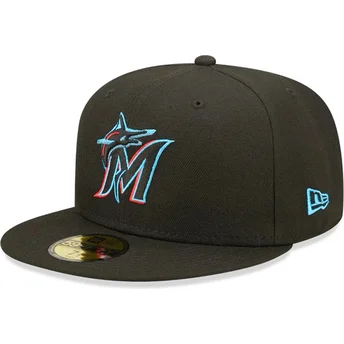 Μαύρο Ρυθμιζόμενο Καπέλο 59FIFTY AC Perf των Miami Marlins MLB της New Era