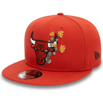 Πορτοκαλί Επίπεδο Καπέλο Snapback 9FIFTY Seasonal Flower των Chicago Bulls NBA από την New Era