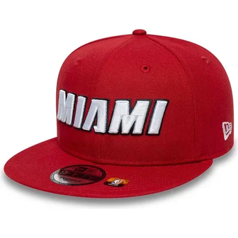 Κόκκινο επίπεδο καπέλο snapback 9FIFTY Statement των Miami Heat NBA από την New Era