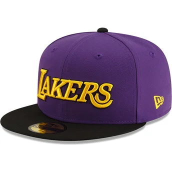 Βιολετί και μαύρο ρυθμιζόμενο flat cap 59FIFTY Statement των Los Angeles Lakers NBA από την New Era