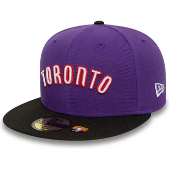 Βιολετί και μαύρο εφαρμοστό καπέλο 59FIFTY Classic των Toronto Raptors NBA από την New Era