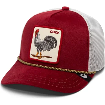 Κόκκινο και λευκό trucker καπέλο με κόκορα Cock Garnet Rooster The Farm Jewel Tones από την Goorin Bros.