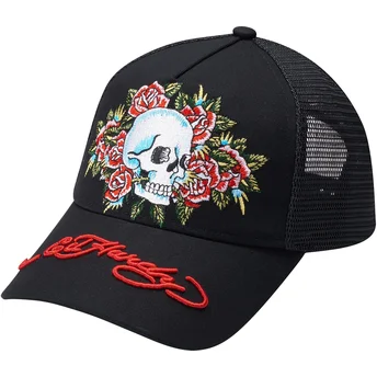 Μαύρο trucker καπέλο με Σκελετό Ροδιάς από τον Ed Hardy