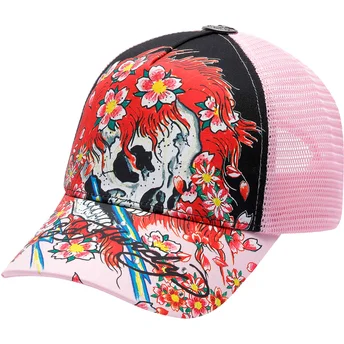 Μαύρο και ροζ trucker καπέλο Beautiful Ghost του Ed Hardy