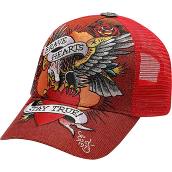 Κόκκινο τρακερ καπέλο Brave Hearts από τον Ed Hardy