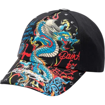 Ρυθμιζόμενο μαύρο καπέλο με καμπύλη Blue Dragon του Ed Hardy