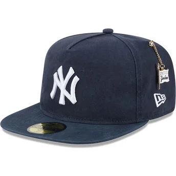 Σταθερό ναυτικό μπλε καπέλο 59FIFTY Α Frame Championship Side Flag των New York Yankees MLB από την New Era