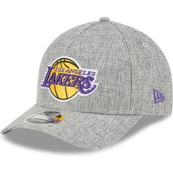 Γκρι καμπυλωτό καπέλο snapback 9FORTY M-Crown A Frame Cotton Weave από τους Los Angeles Lakers NBA της New Era