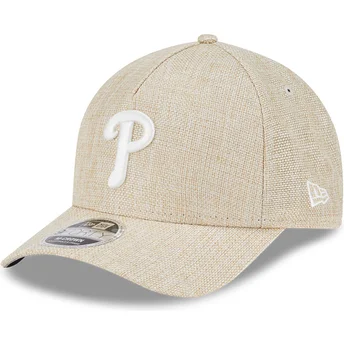 Μπεζ κυρτό καπέλο snapback 9FORTY M-Crown A Frame Cotton Weave από τους Philadelphia Phillies MLB της New Era