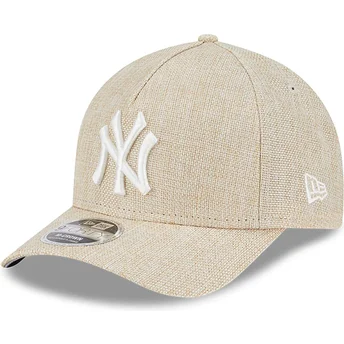 Στρογγυλεμένο μπεζ snapback καπέλο 9FORTY M-Crown A Frame Cotton Weave των New York Yankees MLB από την New Era