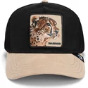 gorra-trucker-negra-y-beige-guepardo-warrior-the-suede-cheetah-global-core-micro-suede-the-farm-de-goorin-bros