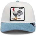 gorra-trucker-blanca-y-azul-gallo-cock-rooster-fan-institution-ball-club-global-core-denim-the-farm-de-goorin-bros