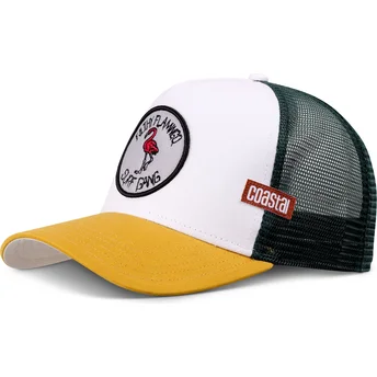 Λευκό και κίτρινο trucker καπέλο Filthy Flamingo Surf Gang HFT της Coastal