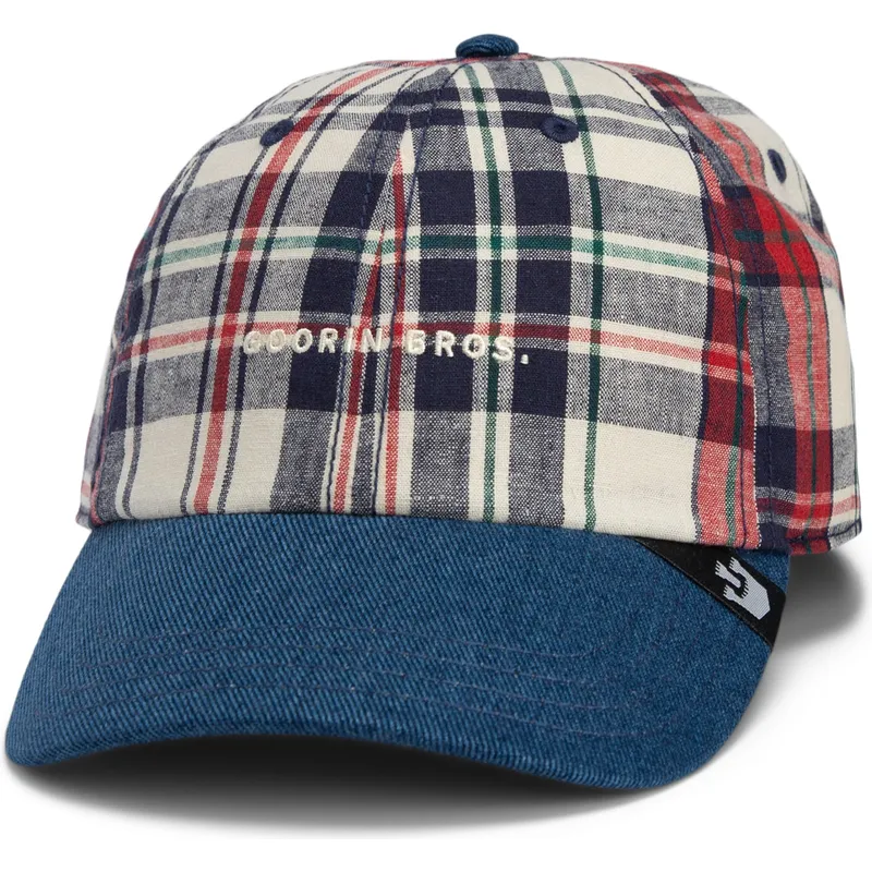 goorin-bros-curved-brim-raised-in-a-barn-papa-cap-madras-the-farm-navy-blue-and-red-snapback-cap
