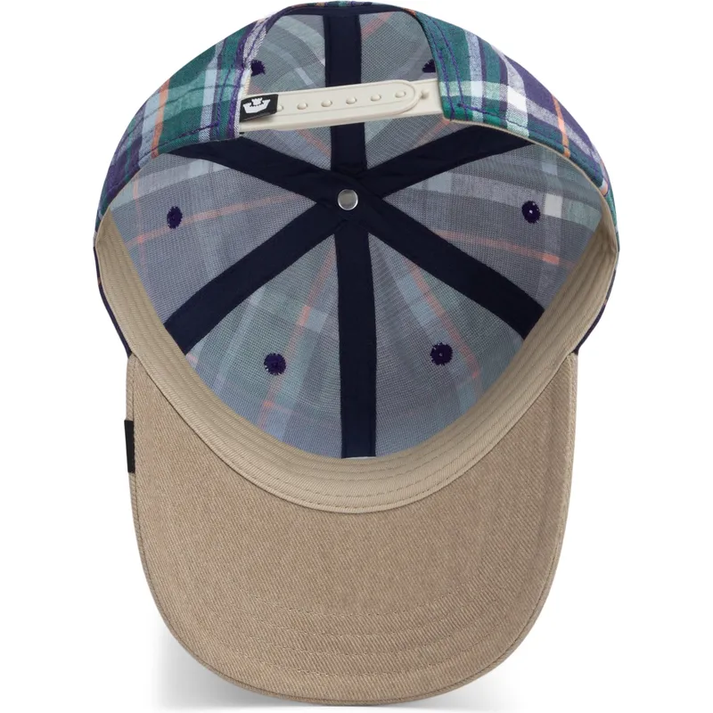 goorin-bros-curved-brim-hardly-working-papa-cap-madras-the-farm-navy-blue-and-brown-snapback-cap