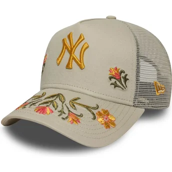 Μπεζ καπέλο trucker A Frame Floral Icon των New York Yankees MLB από τη New Era