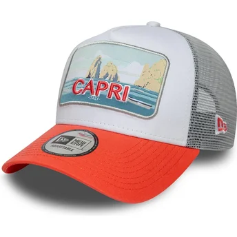 Καπέλο τράκερ άσπρο και πορτοκαλί Capri Italy A Frame Summer της New Era