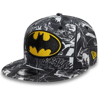 Καπέλο μαύρο snapback με ίσιο γείσο για αγόρι 9FIFTY All Over Print Batman DC Comics της New Era