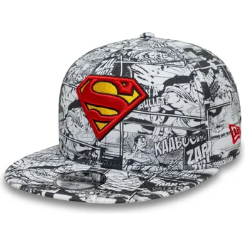 Μαύρο παιδικό καπέλο snapback 9FIFTY All Over Print Superman DC Comics της New Era