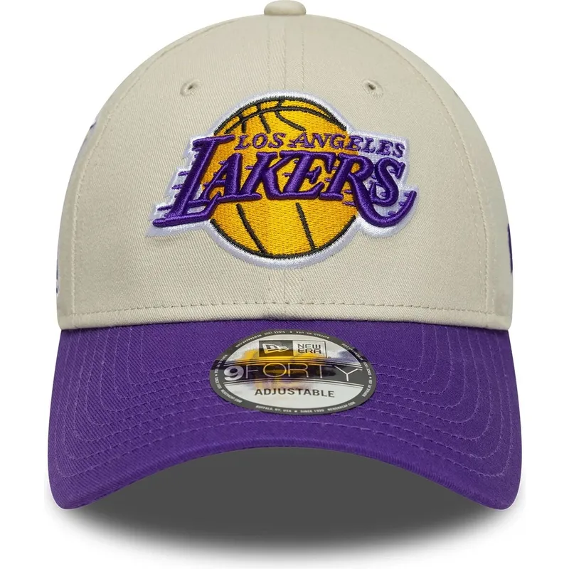 beige-9forty-contrast-patch-los-angeles-lakers-nba-new-era