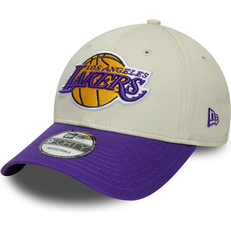 beige-9forty-contrast-patch-los-angeles-lakers-nba-new-era
