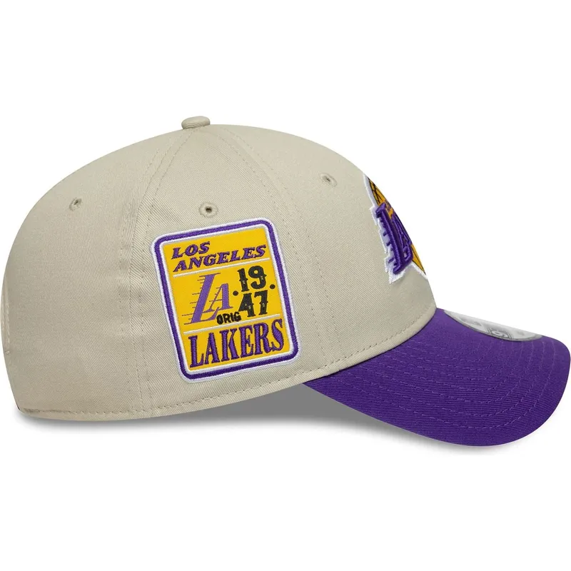 beige-9forty-contrast-patch-los-angeles-lakers-nba-new-era