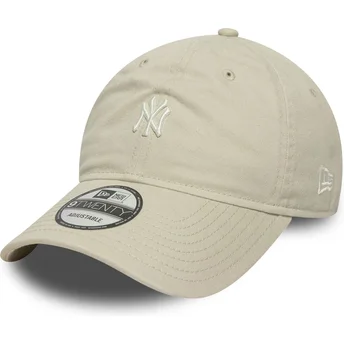 Ρυθμιζόμενο μπεζ καπέλο με καμπύλη 9TWENTY Mini Logo Washed των New York Yankees MLB της New Era