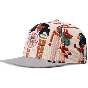 Καπέλο επίπεδο μπεζ και γκρι snapback Tutanch Linen της Djinns
