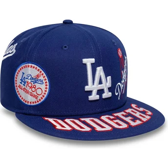 Καπέλο επίπεδο μπλε εφαρμοστό 59FIFTY All Over των Los Angeles Dodgers MLB της New Era