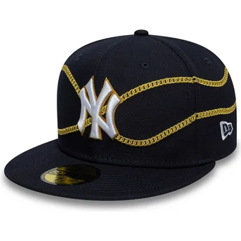 Καπέλο New Era New York Yankees MLB 59FIFTY Chain Wrap μπλε σκούρο επίπεδο προσαρμοσμένο
