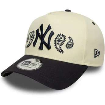 Καπέλο με καμπύλη μπεζ και μπλε σκούρο snapback A Frame Paisley των New York Yankees MLB από τη New Era
