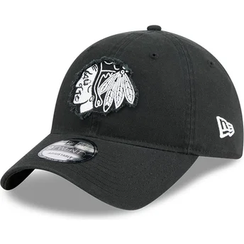 Ρυθμιζόμενο Μαύρο Καπέλο με Καμπύλη 9TWENTY Stamp των Chicago Blackhawks NHL από τη New Era