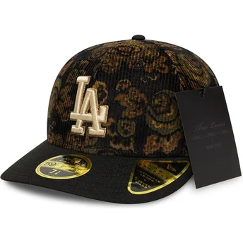 Καπέλο μαύρο καμπυλωτό 59FIFTY Low Profile Floral Cord Three Looms Printed Corduroy των Los Angeles Dodgers MLB της New Era