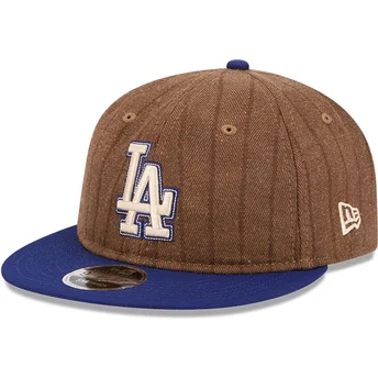 Καπέλο καφέ και μπλε επίπεδο ρυθμιζόμενο 9FIFTY Retro Crown Wool Pinstripe των Los Angeles Dodgers MLB της New Era