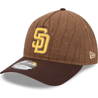 Καφέ καμπυλωτό ρυθμιζόμενο καπέλο 9TWENTY A Frame Wool Pinstripe των San Diego Padres MLB από τη New Era