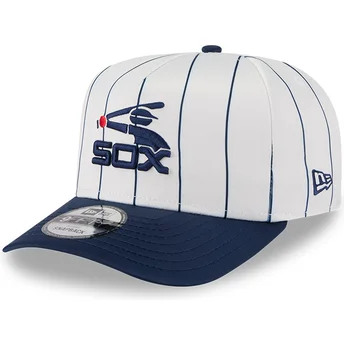 Καπέλο καμπύλης λευκό και μπλε ναυτικό snapback 9FIFTY A Frame Satin Pinstripe των Chicago White Sox MLB της New Era