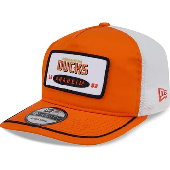 Καπέλο καμπύλης πορτοκαλί και λευκό snapback 19TWENTY με κεντημένη επιγραφή των Anaheim Ducks NHL της New Era
