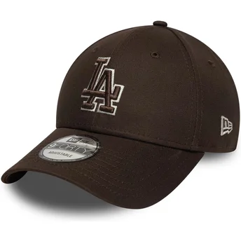 Καφέ καμπυλωτό ρυθμιζόμενο καπέλο 9FORTY Outline των Los Angeles Dodgers MLB από τη New Era