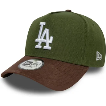 Καπέλο καμπύλης πράσινο και καφέ snapback 9FORTY E Frame Suede Visor των Los Angeles Dodgers MLB της New Era