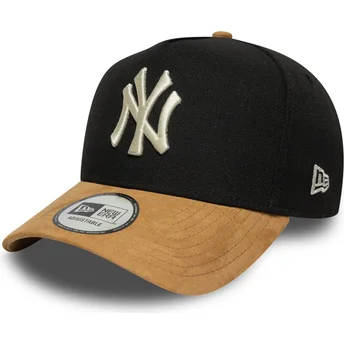 Καπέλο καμπύλο μαύρο και καφέ snapback 9FORTY E Frame Suede Visor των New York Yankees MLB της New Era