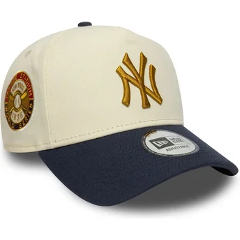 Καπέλο καμπυλωτό μπεζ και σκούρο μπλε snapback 9FORTY E Frame World Series Patch των New York Yankees MLB της New Era