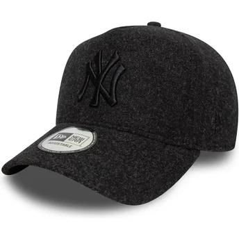 Καπέλο καμπυλωτό μαύρο snapback με μαύρο λογότυπο 9FORTY E Frame Melton των New York Yankees MLB από τη New Era