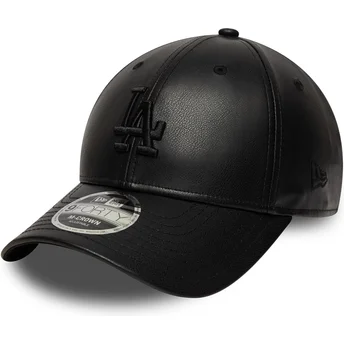 Καπέλο μαύρο snapback με κυρτό γείσο και μαύρο λογότυπο 9FORTY M-Crown PU των Los Angeles Dodgers MLB από τη New Era