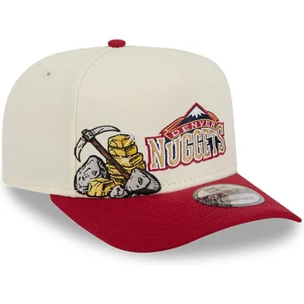 Καπέλο καμπυλωτό μπεζ και κόκκινο snapback 9FIFTY A Frame Precurved Hardwood Classics των Denver Nuggets NBA της New Era