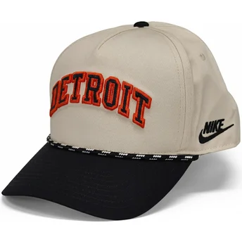 Καπέλο καμπύλης μπεζ και μαύρο snapback Rise Structured των Detroit Tigers MLB από τη Nike