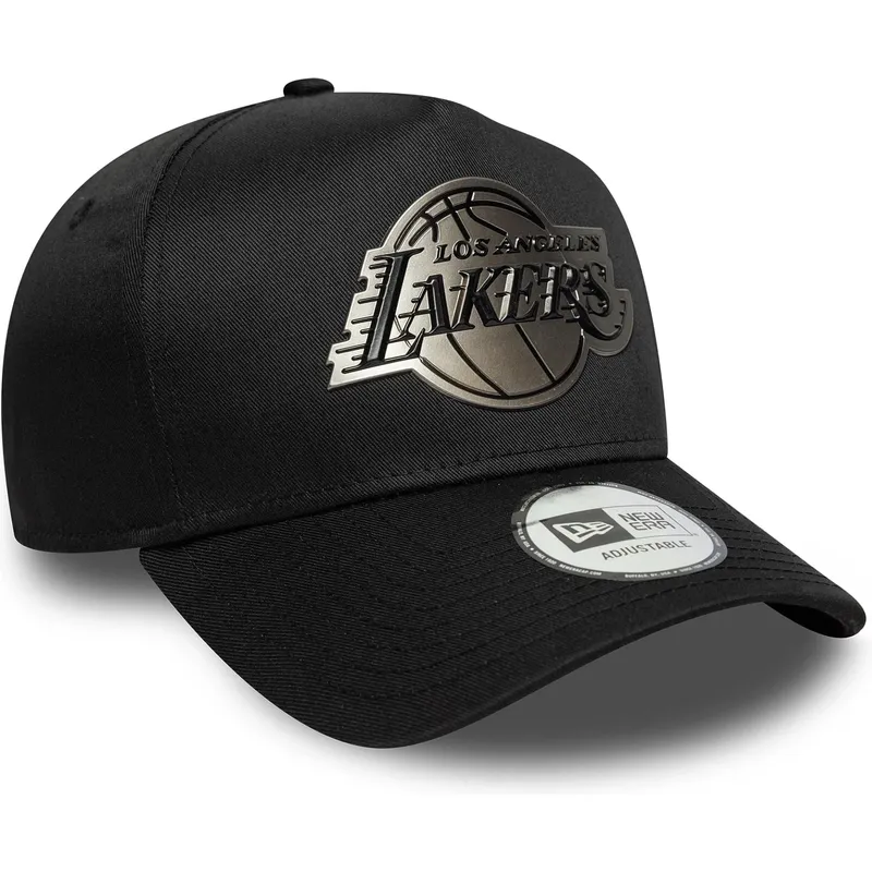 gorra-curva-negra-snapback-9forty-e-frame-metallic-de-los-angeles-lakers-nba-de-new-era
