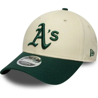Καπέλο με καμπύλη μπεζ και πράσινο snapback 9FORTY M-Crown των Oakland Athletics MLB της New Era