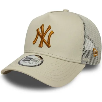 Καπέλο trucker μπεζ με καφέ logo A Frame League Essential των New York Yankees MLB της New Era