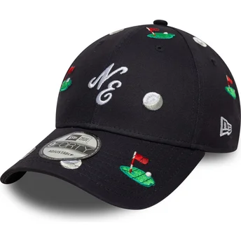 Gorra curva azul marino ajustable 9FORTY Golf All Over Print de New Era